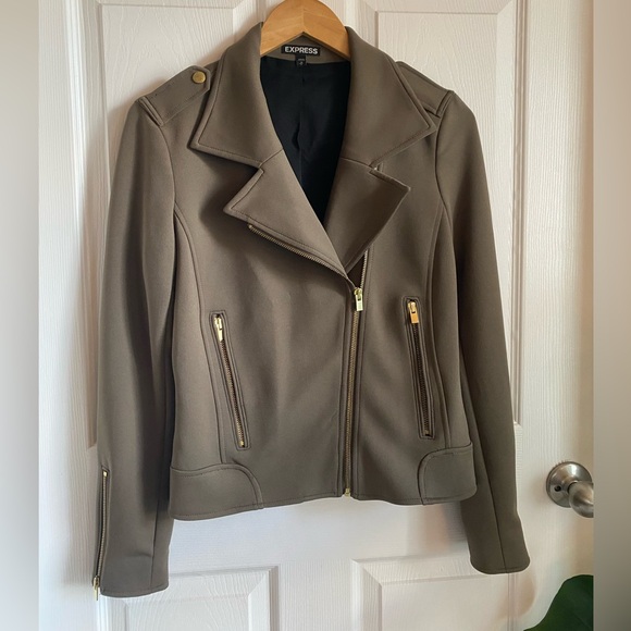 Women’s Express dressy military style jacket with gold accents in green size M - Picture 3 of 12